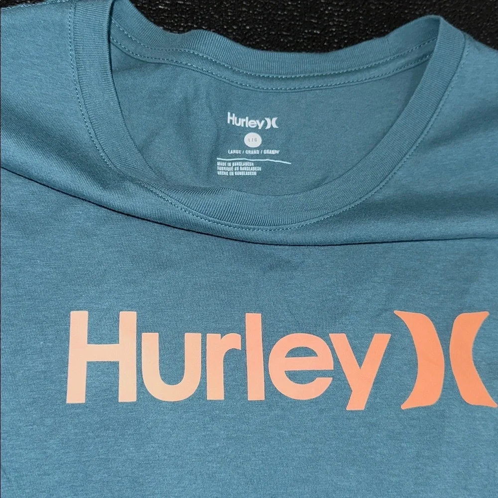 Hurley Men's Blue T-Shirt with Orange Logo size Large - Picture 4 of 7